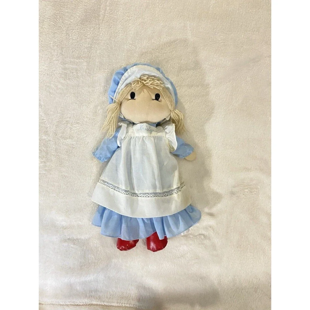 Vintage 60s 70s Toy Collectible Kamar Rag/Cloth Doll “Kristy”Blue Dress & Bonnet
